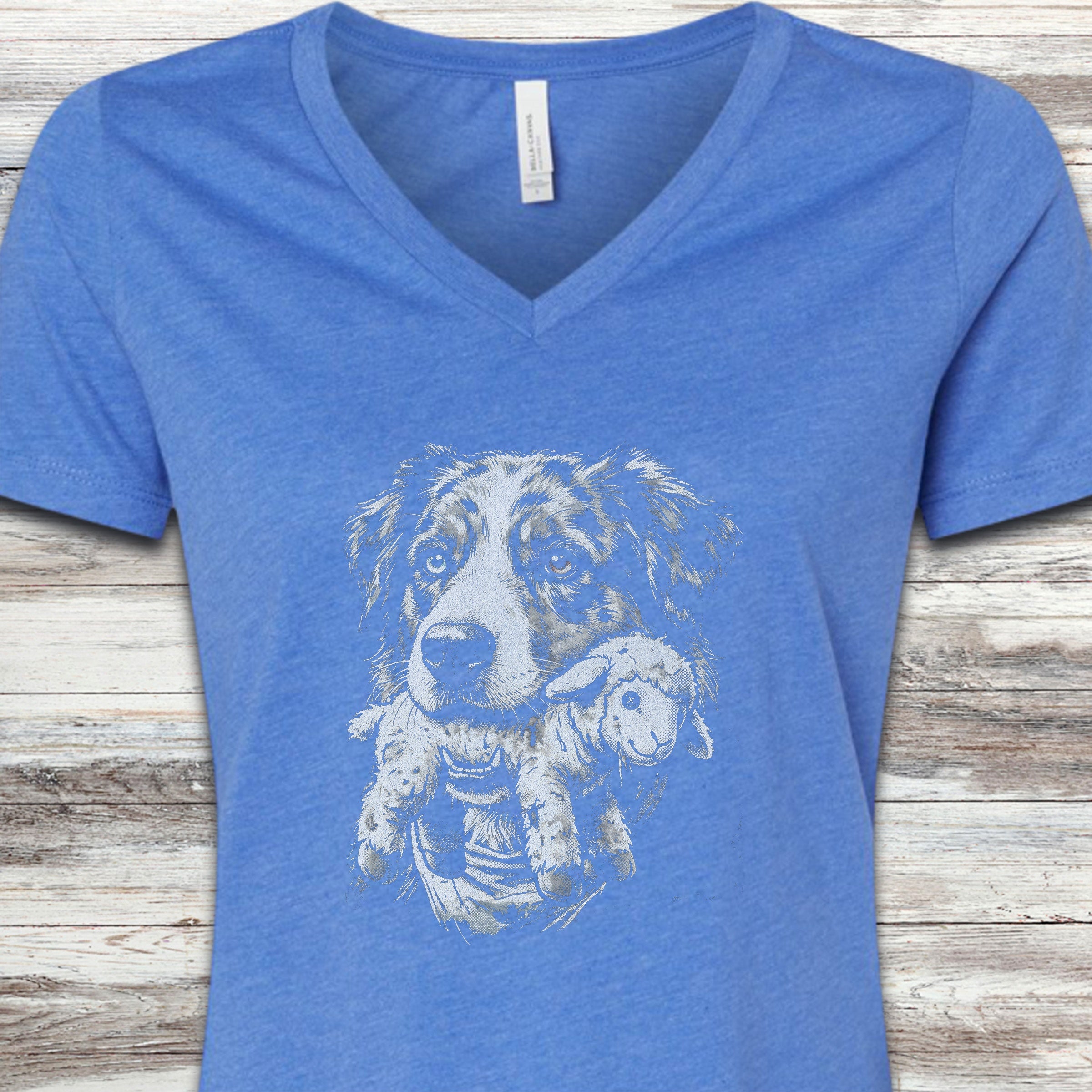 Australian Shepherd Favorite Toy V-Neck Tee - Heather True Royal