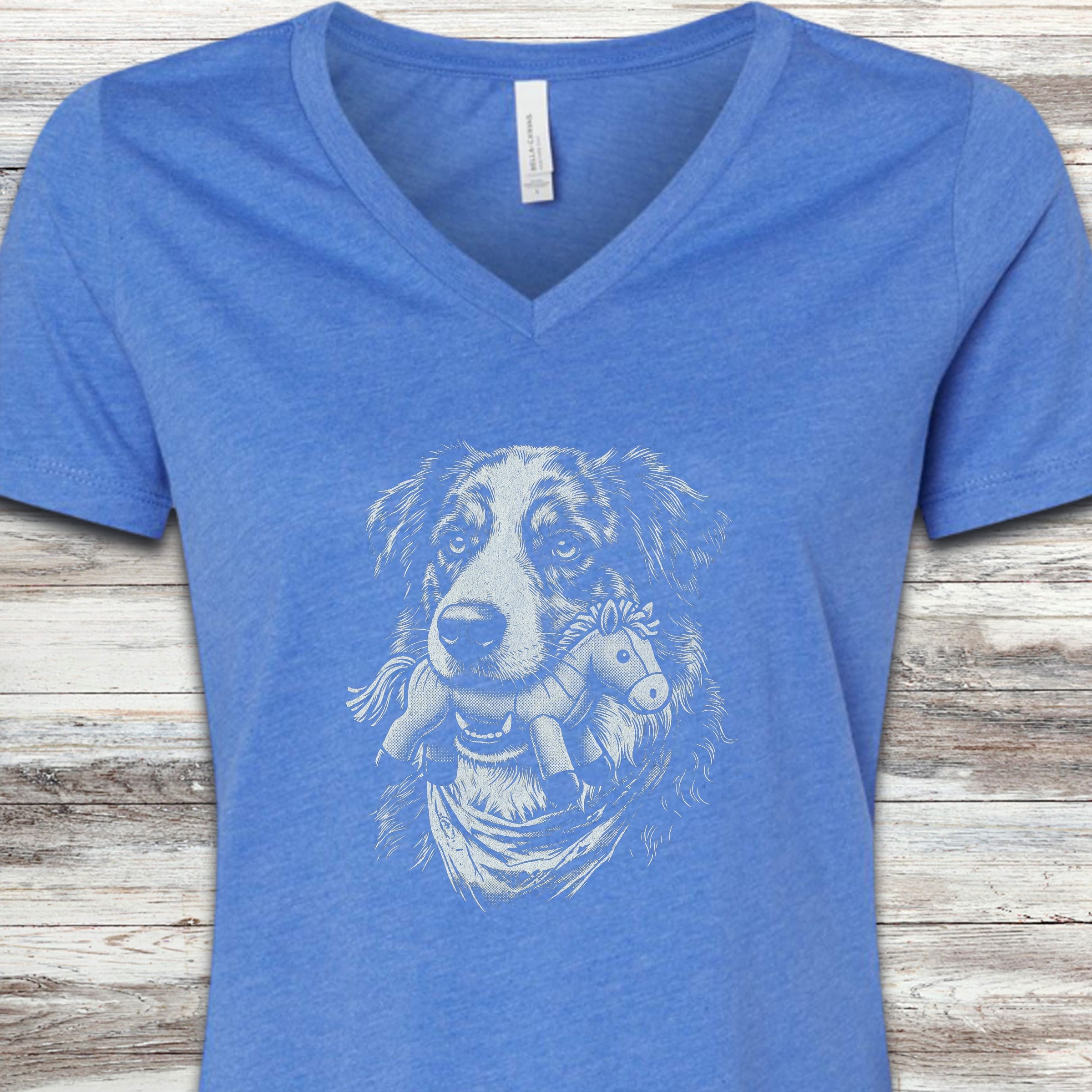 American Shepherd Favorite Toy V-Neck Tee - Heather True Royal