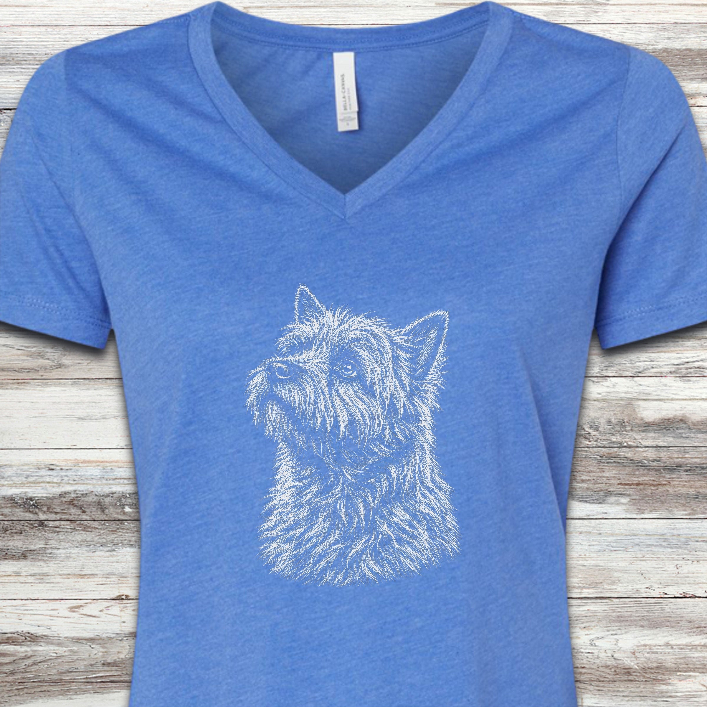 Cairn Terrier Loyalty V-Neck Tee - Heather True Royal