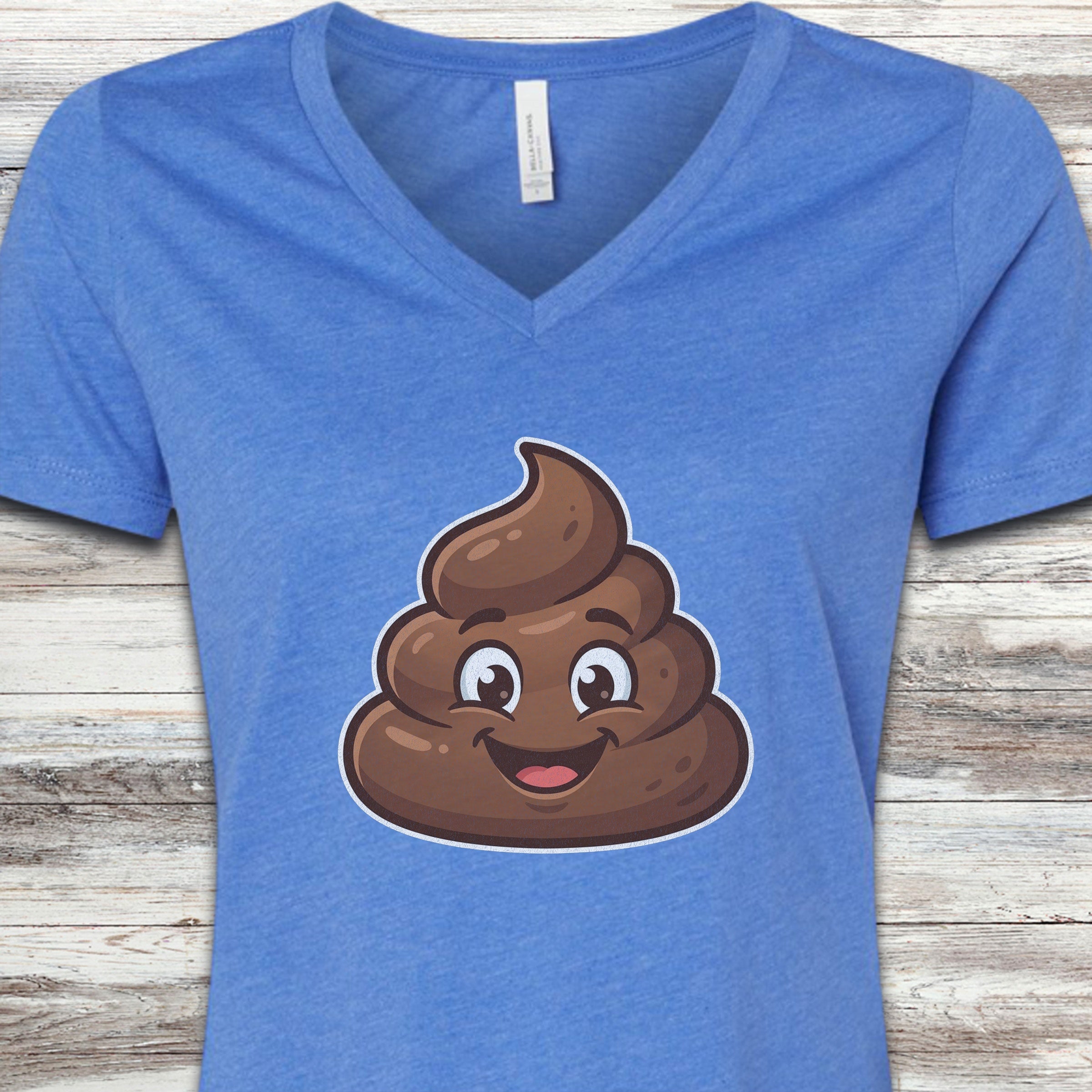 Dog Poop V-Neck Tee - Heather True Royal