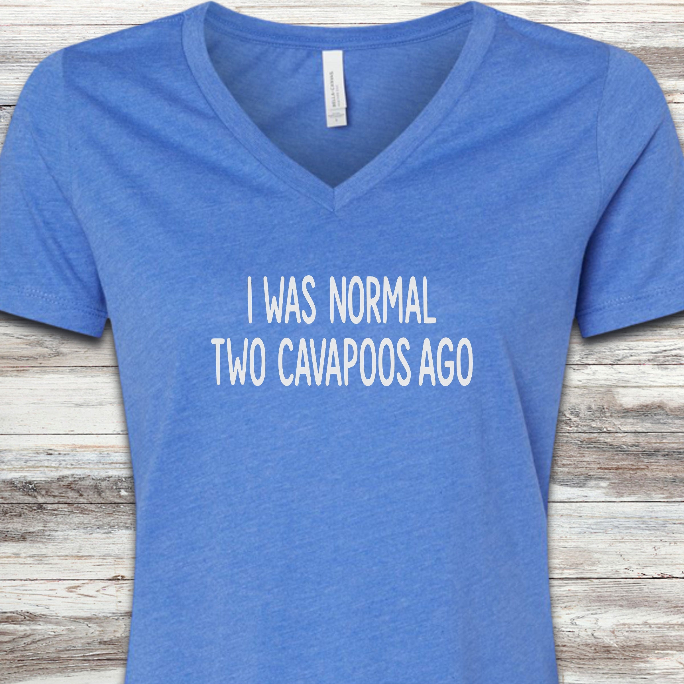 Cavapoo Normal V-Neck Tee - Heather True Royal