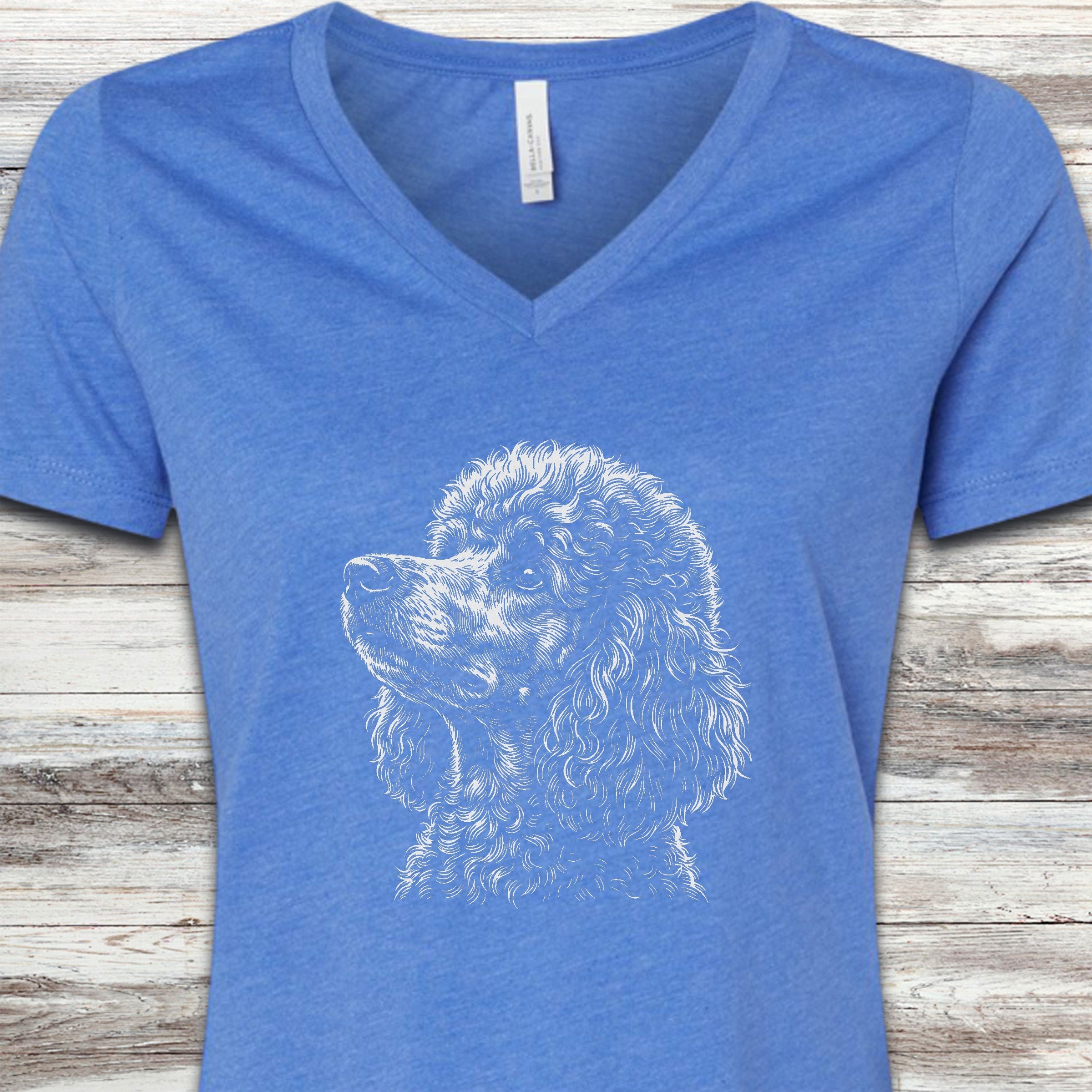 Poodle Loyalty V-Neck Tee - Heather True Royal