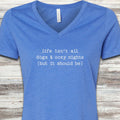 Dogs & Cozy Nights V-Neck Tee - Heather True Royal