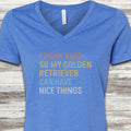 Golden Retriever Work Hard V-Neck Tee - Heather True Royal