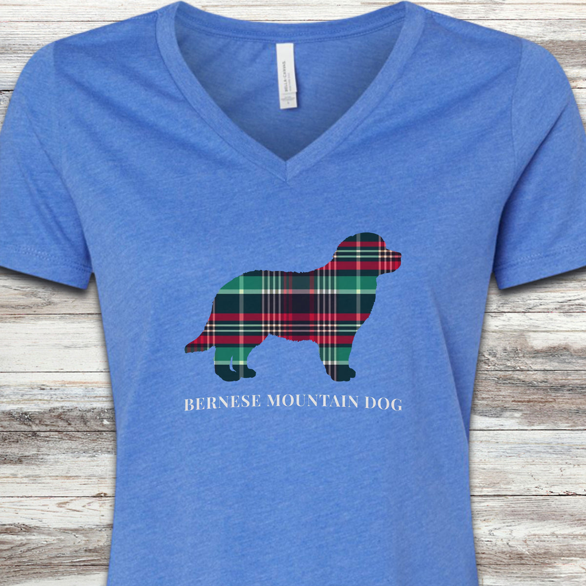 Bernese Mountain Dog Winter 2025 V-Neck Tee - Heather True Royal