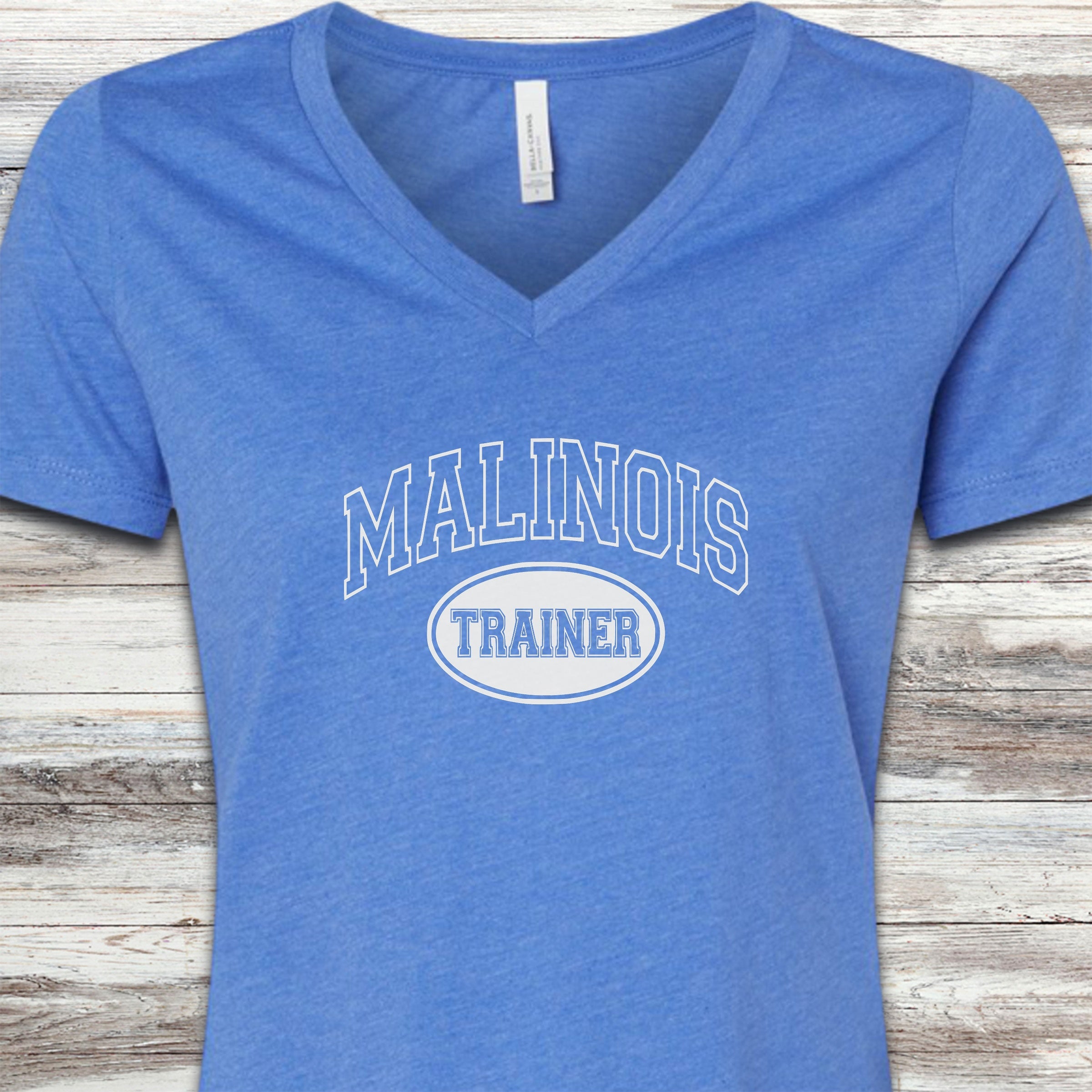 Belgian Malinois University Trainer V-Neck Tee - Heather True Royal