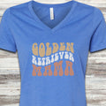 Golden Retriever Retro Mama V-Neck Tee - Heather True Royal
