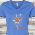 Bernedoodle Football V-Neck Tee - Heather True Royal