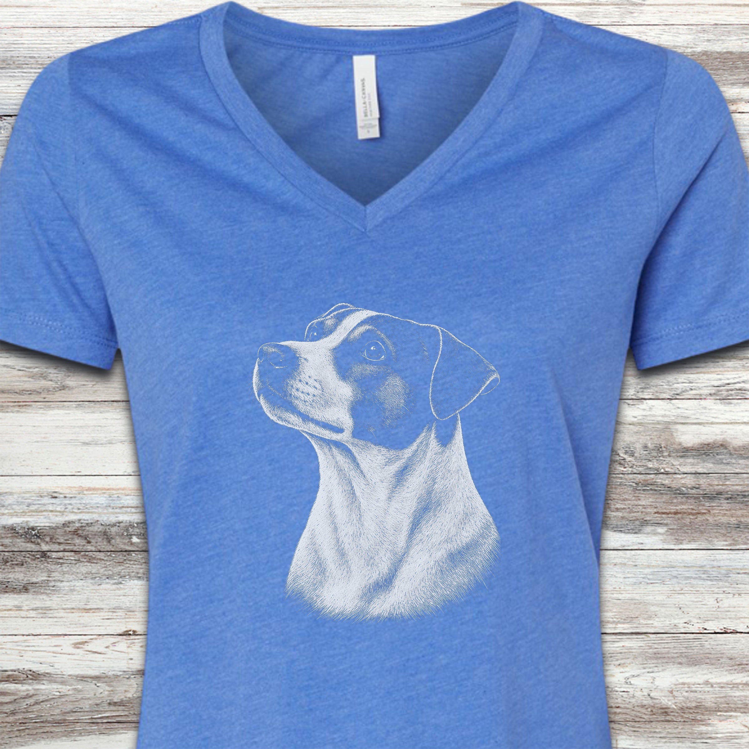 Jack Russell Loyalty V-Neck Tee - Heather True Royal