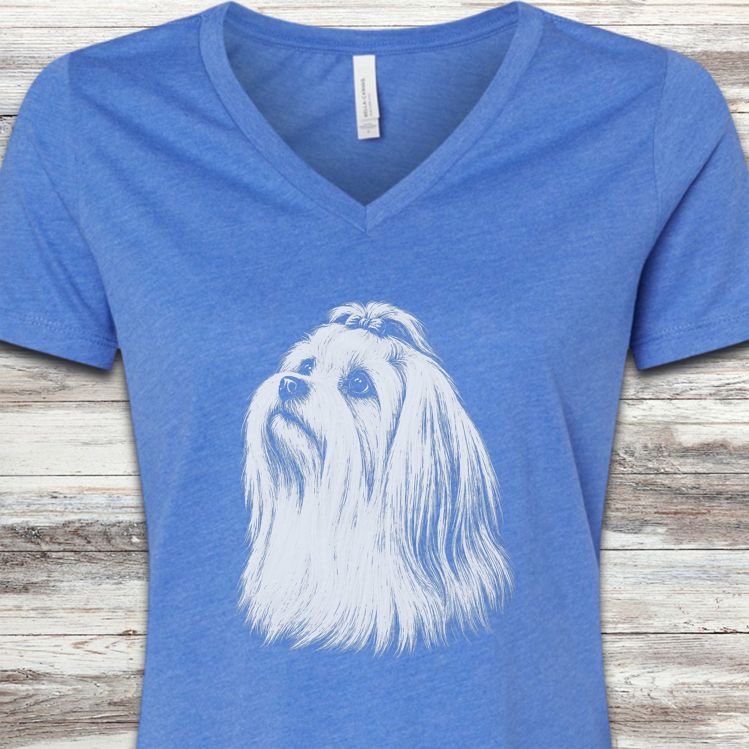 Maltese Loyalty V-Neck Tee - Heather True Royal