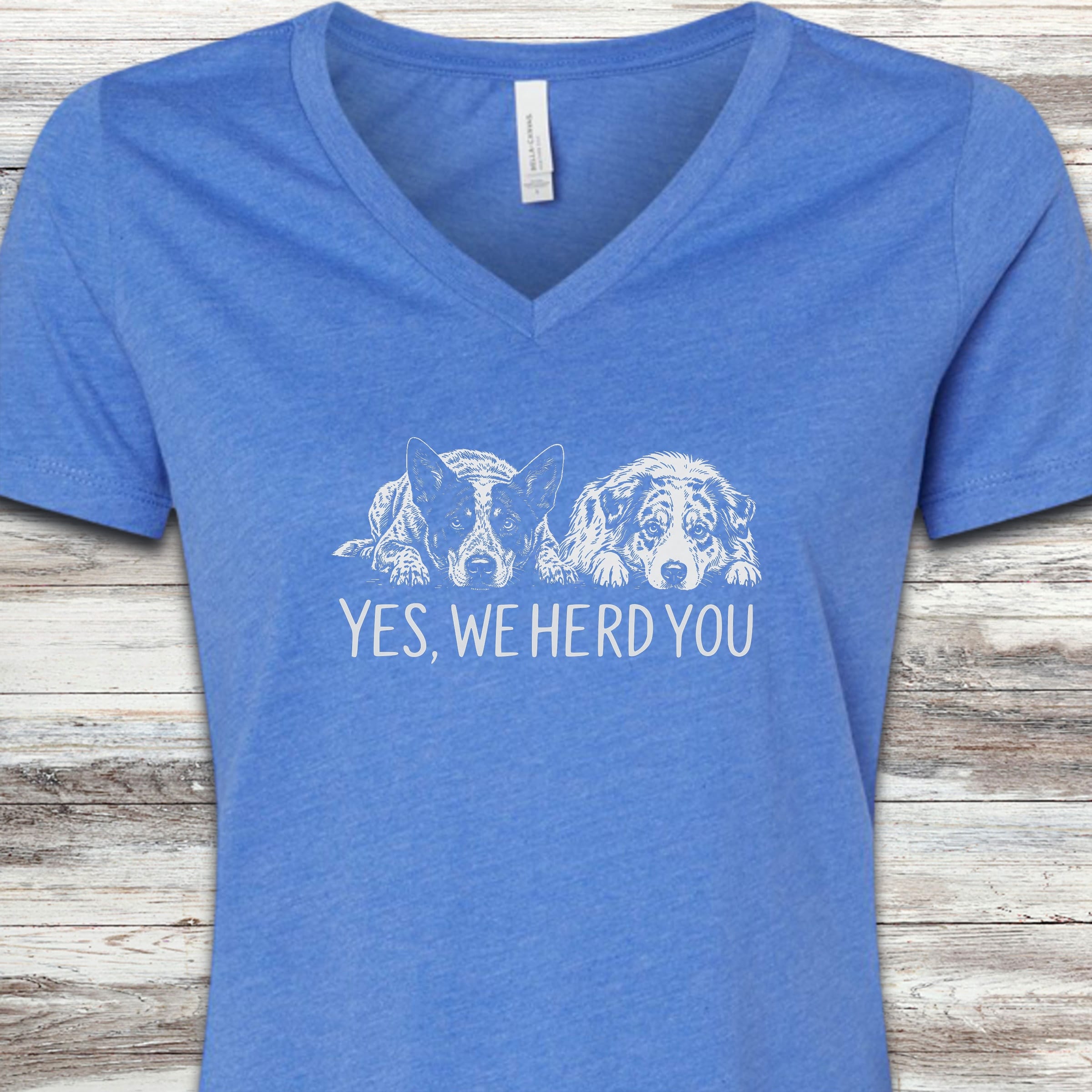 Australian Cattle Dog  & Shepherd Herd You V-Neck Tee - Heather True Royal