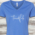 Thankful V-Neck Tee - Heather True Royal