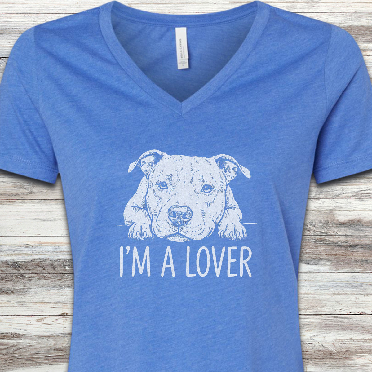 Pit Bull Lover V-Neck Tee - Heather True Royal