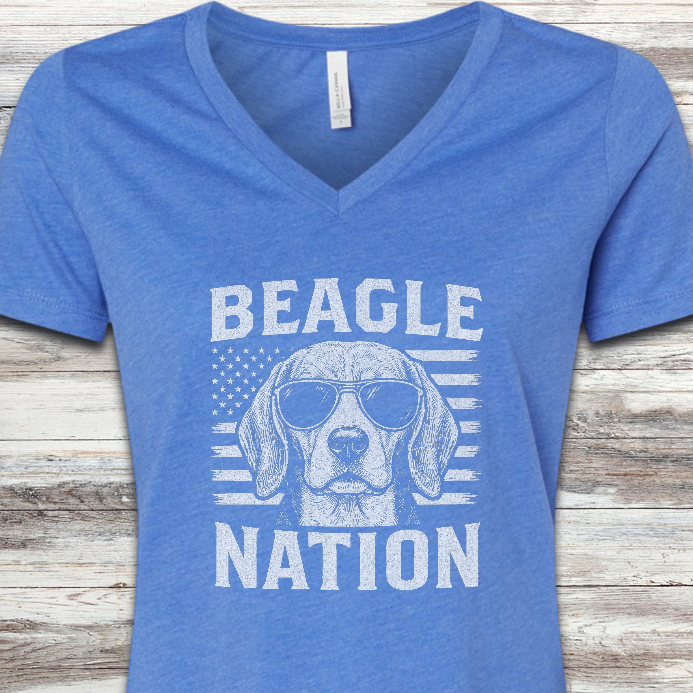 Beagle Nation V-Neck Tee - Heather True Royal