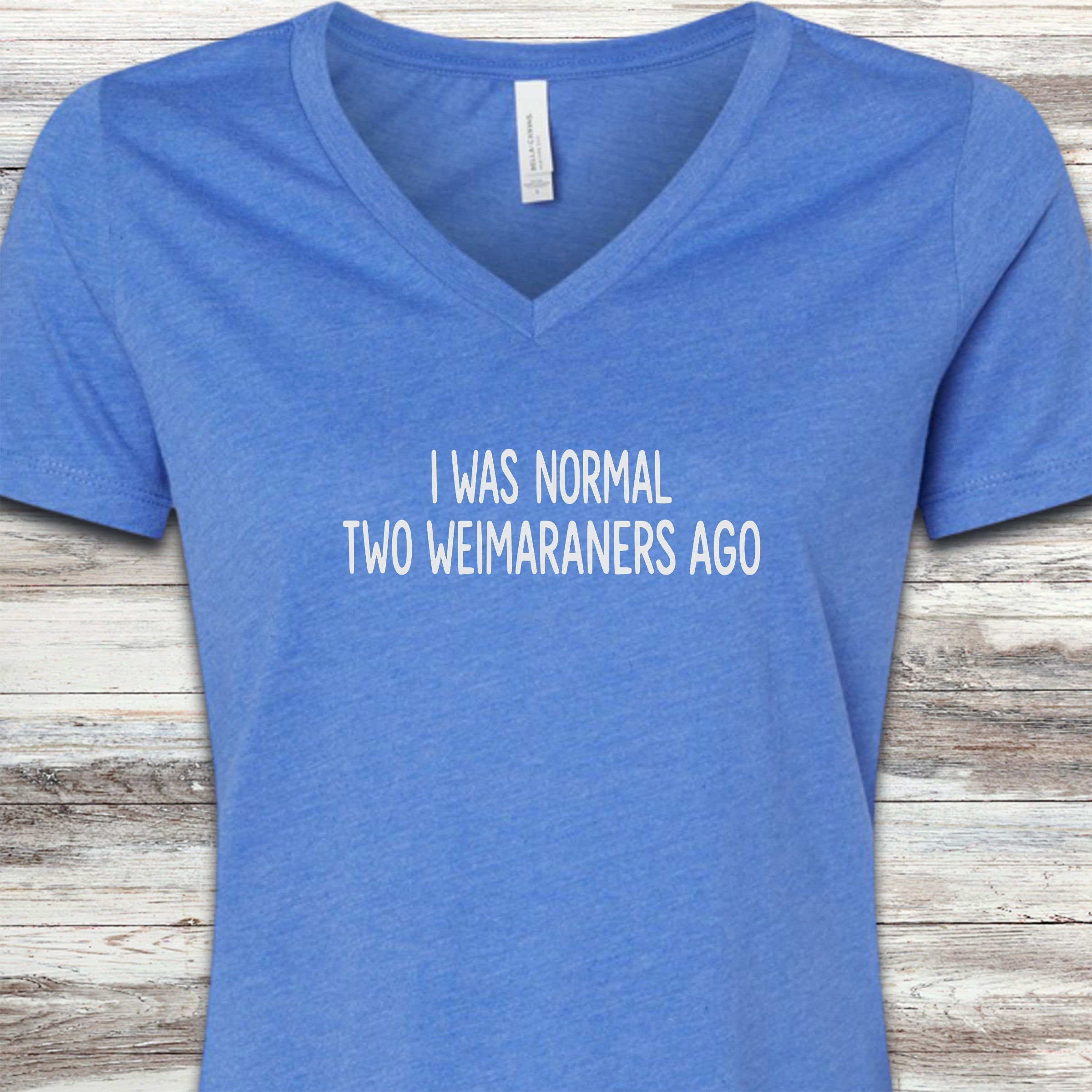 Weimaraner Normal V-Neck Tee - Heather True Royal