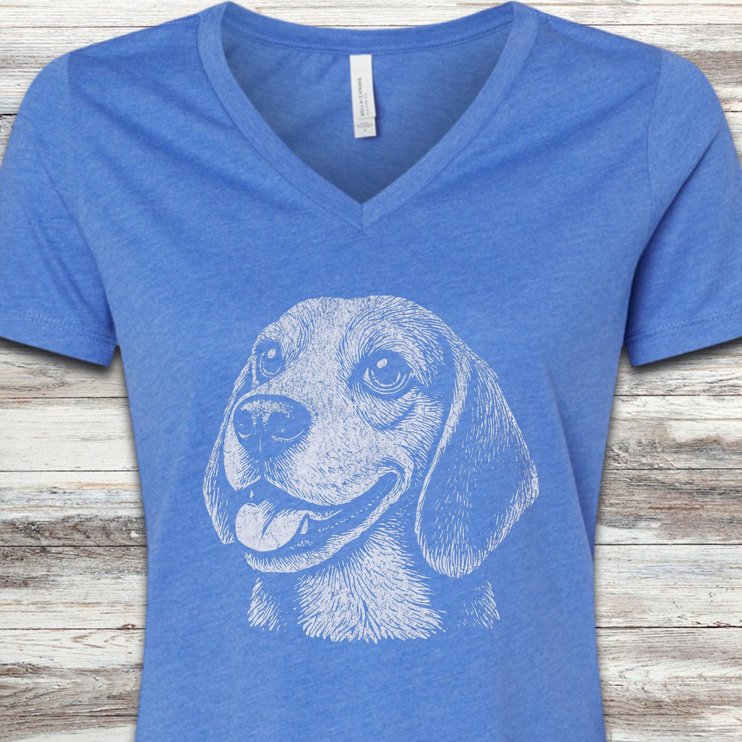 Beagle V-Neck Tee - Heather True Royal