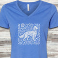 English Setter Linocut V-Neck Tee - Heather True Royal
