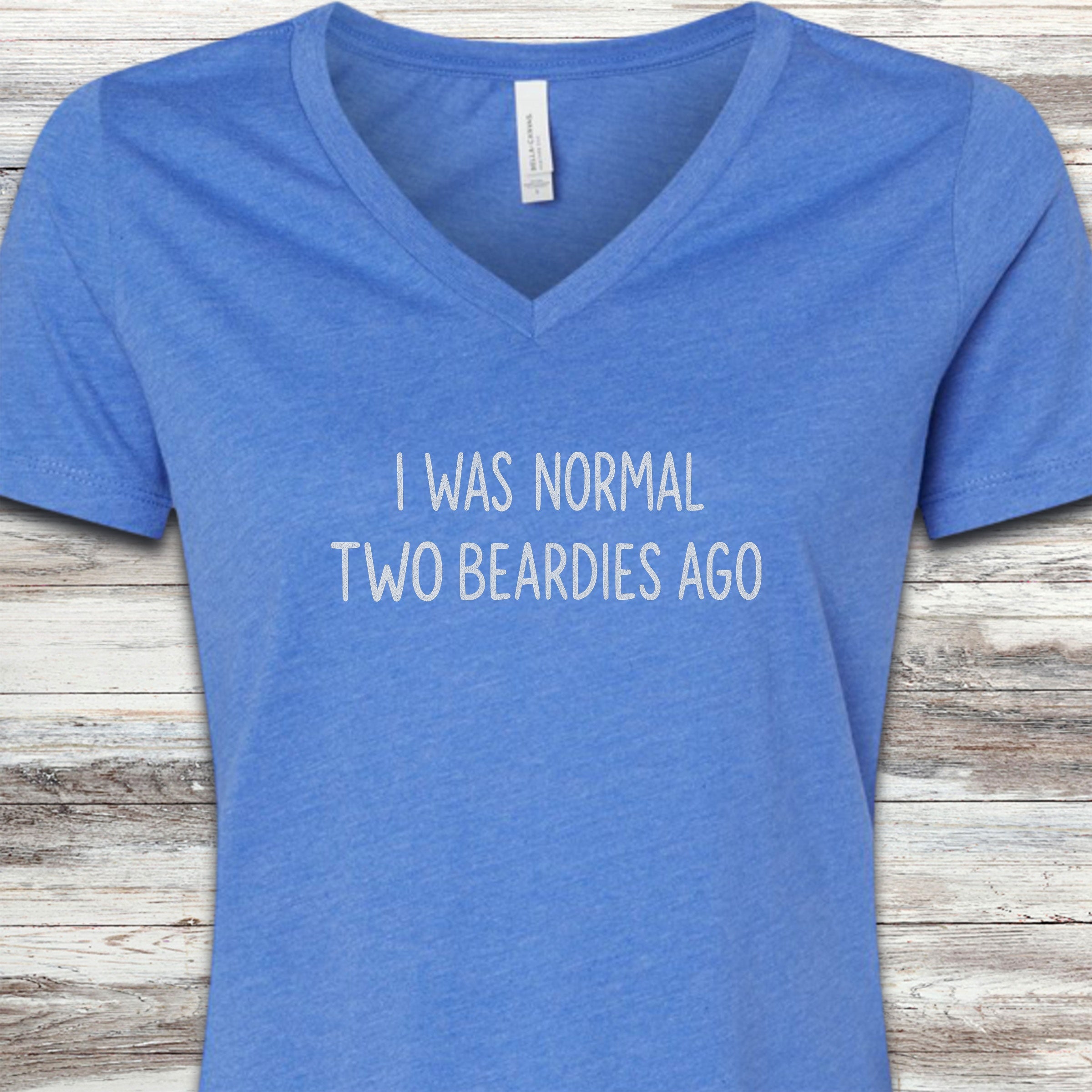 Bearded Collie Normal V-Neck Tee - Heather True Royal