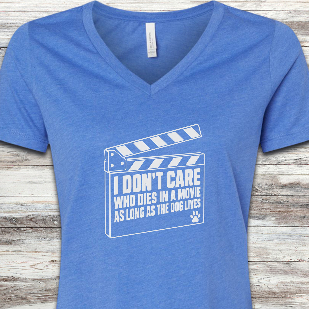 The Dog Lives V-Neck Tee - Heather True Royal