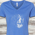 Bernese Mountain Dog Butterfly V-Neck Tee - Heather True Royal