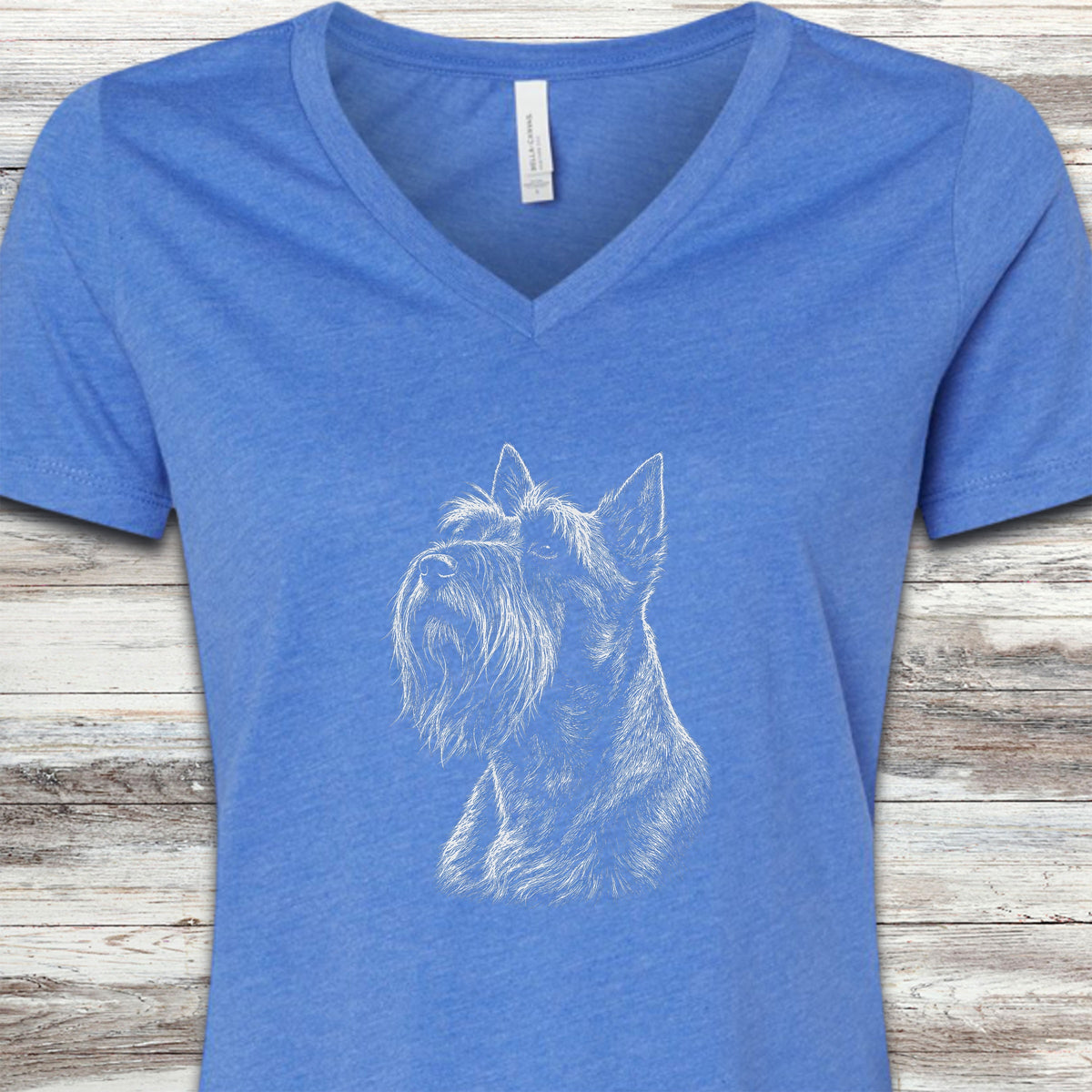 Scottish Terrier Loyalty V-Neck Tee - Heather True Royal