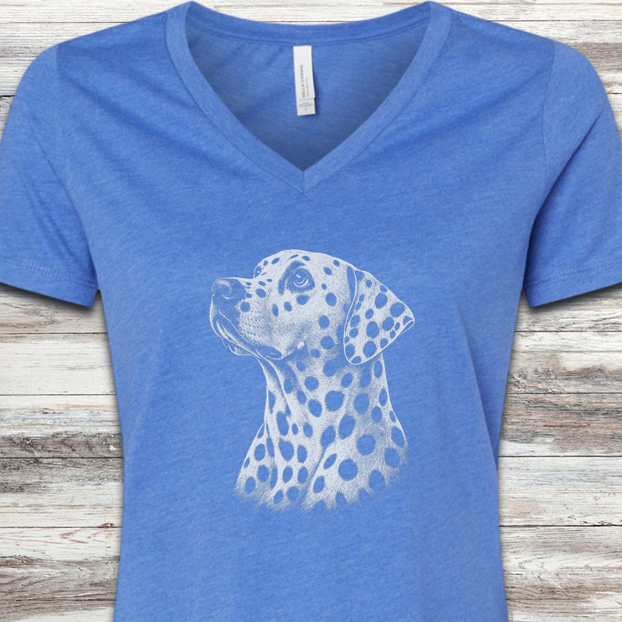 Dalmatian Loyalty V-Neck Tee - Heather True Royal