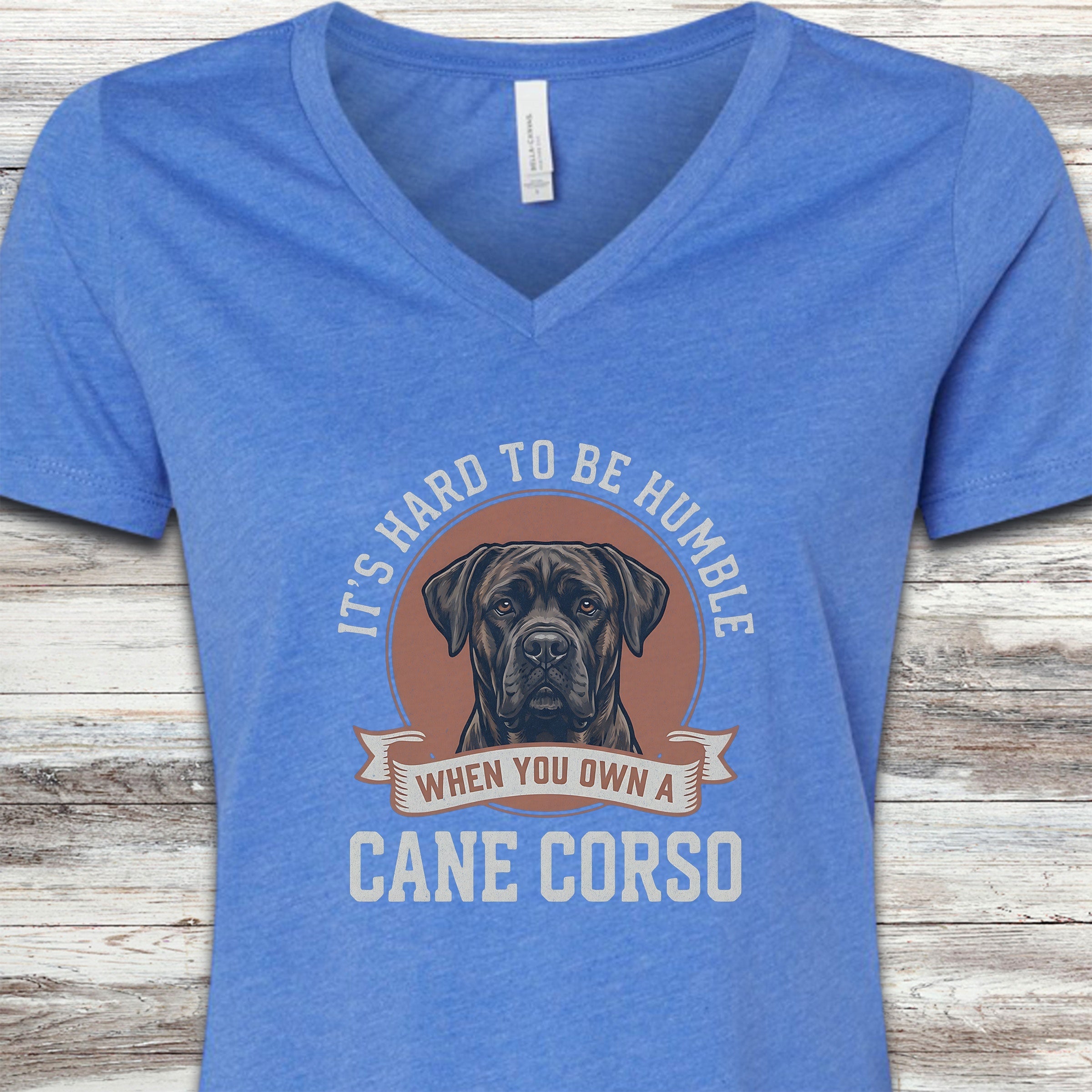 Cane Corso Humble V-Neck Tee - Heather True Royal