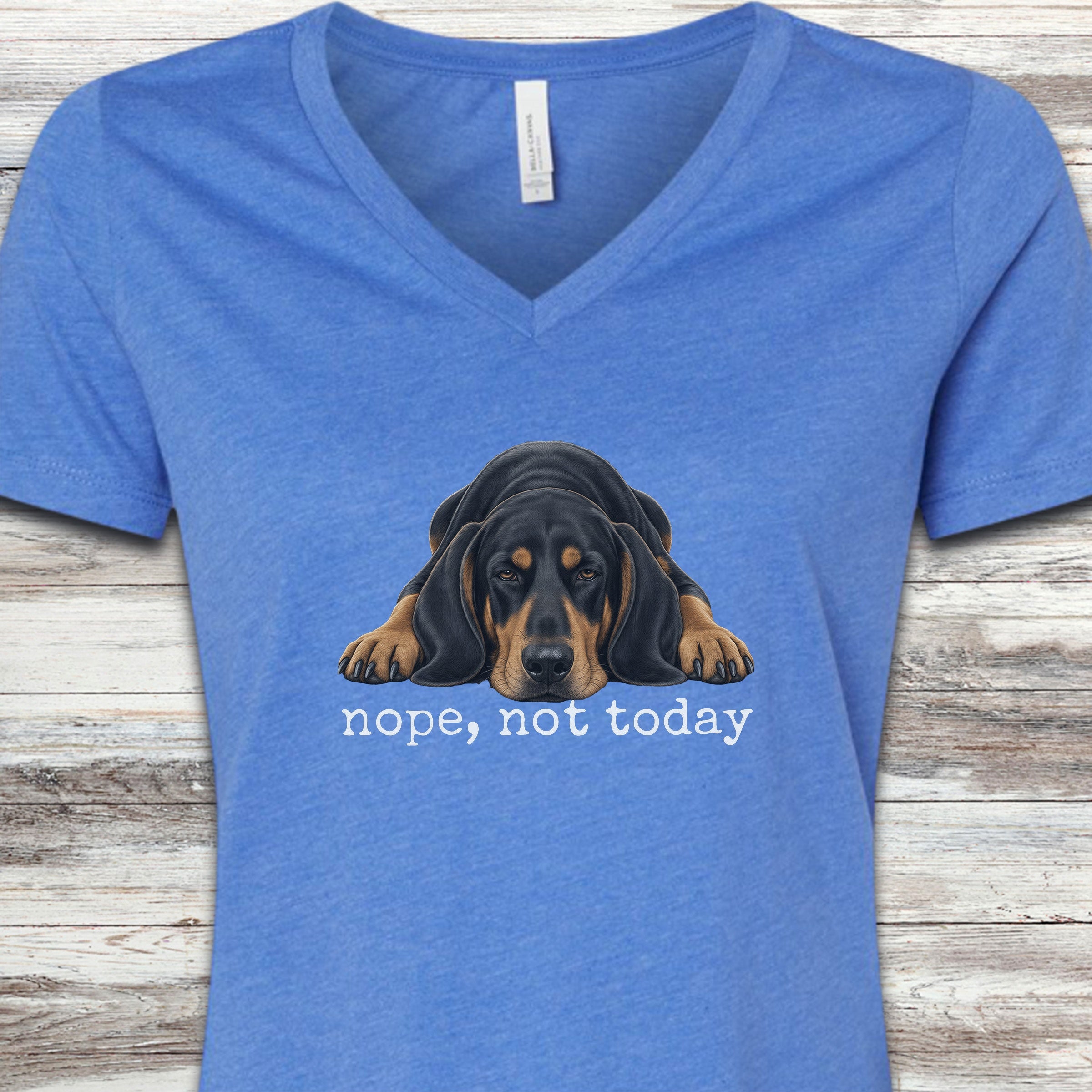 Coonhound Nope V-Neck Tee - Heather True Royal