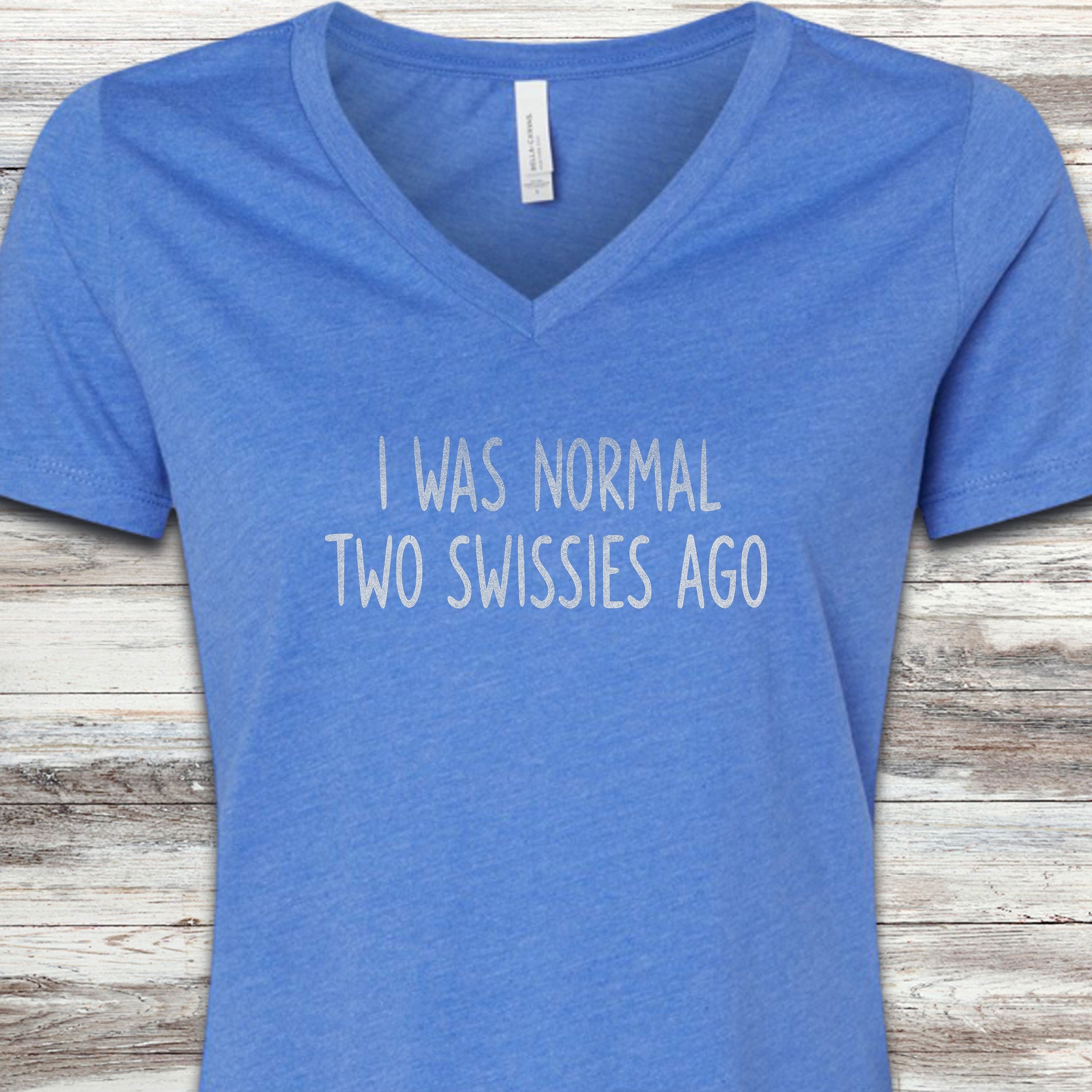 Swiss Mountain Dog Normal V-Neck Tee - Heather True Royal