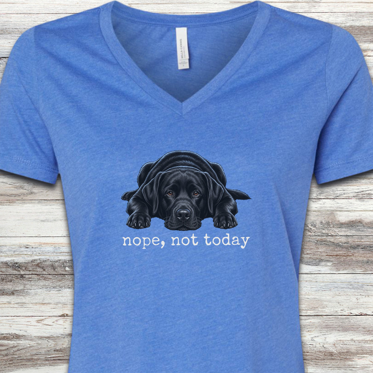 Labrador Retriever Black Nope V-Neck Tee - Heather True Royal