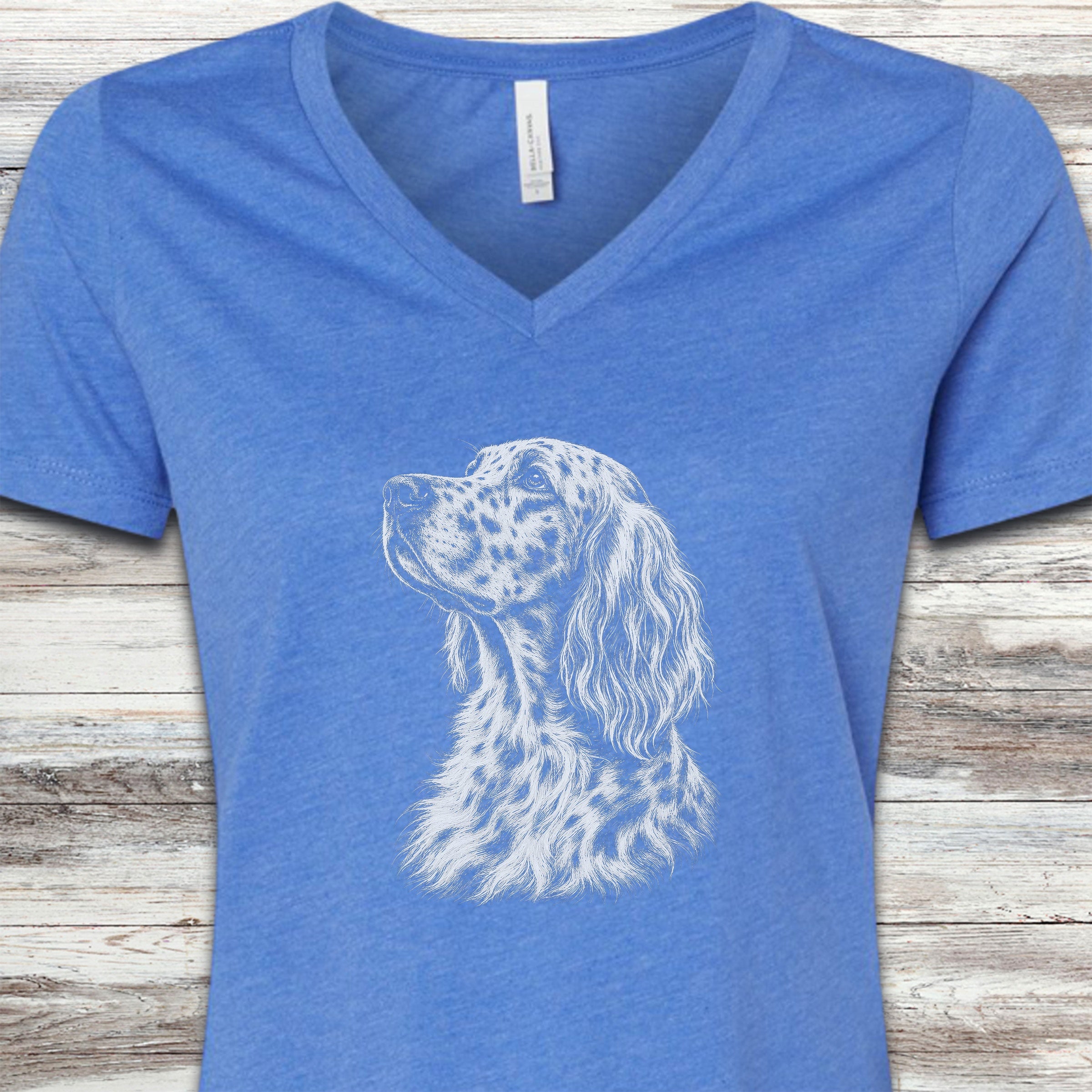 English Setter Loyalty V-Neck Tee - Heather True Royal