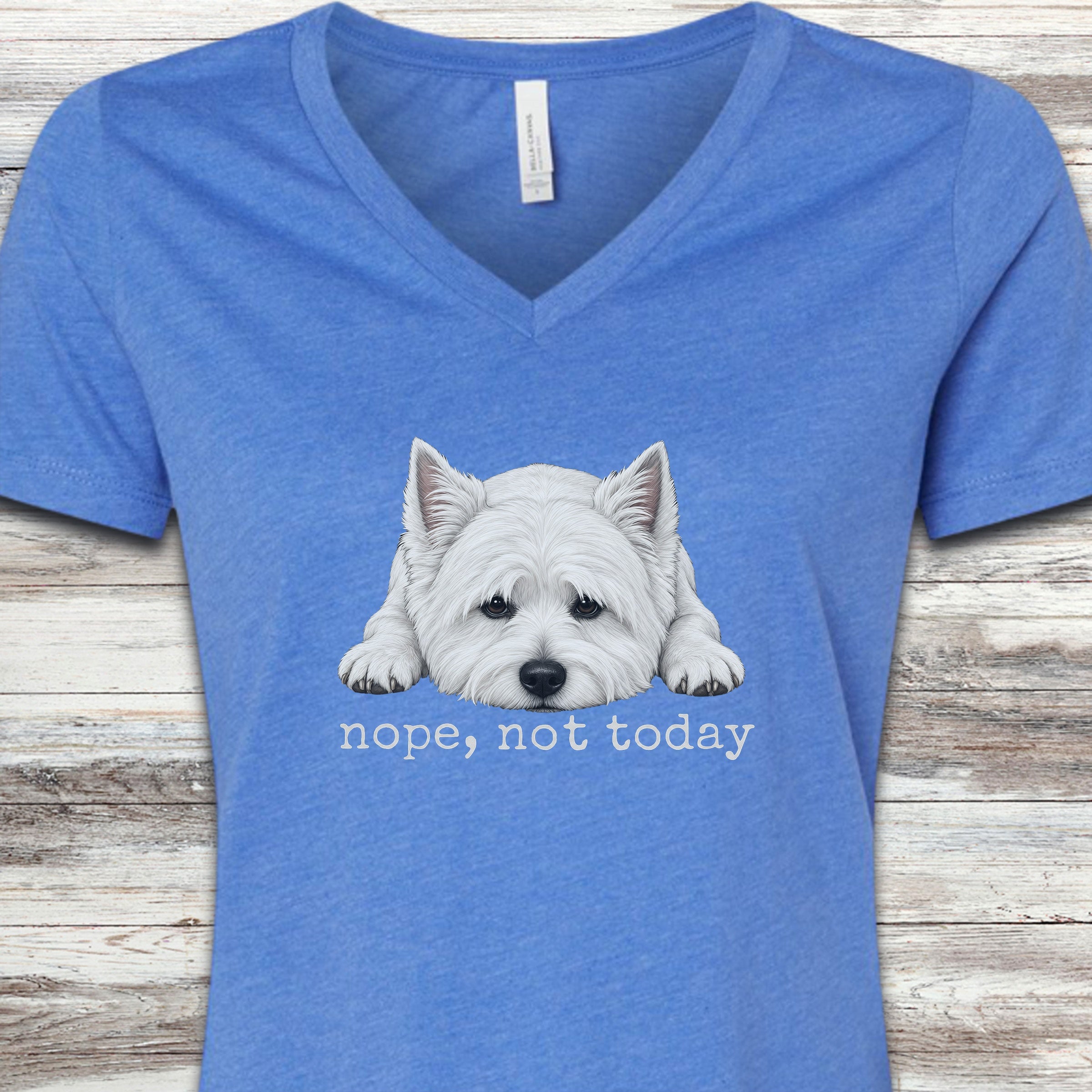 West Highland Nope V-Neck Tee - Heather True Royal