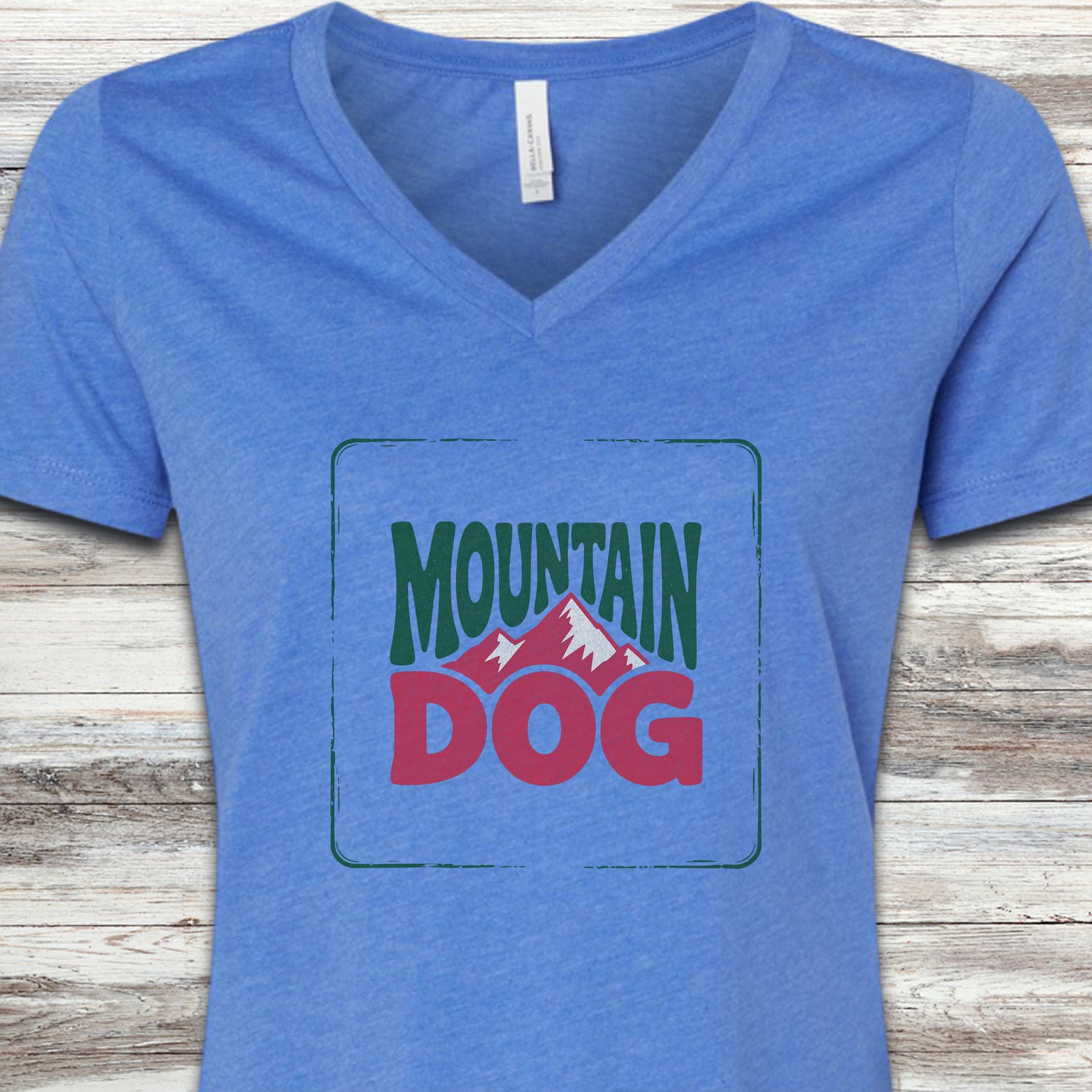 Mountain Dog V-Neck Tee - Heather True Royal
