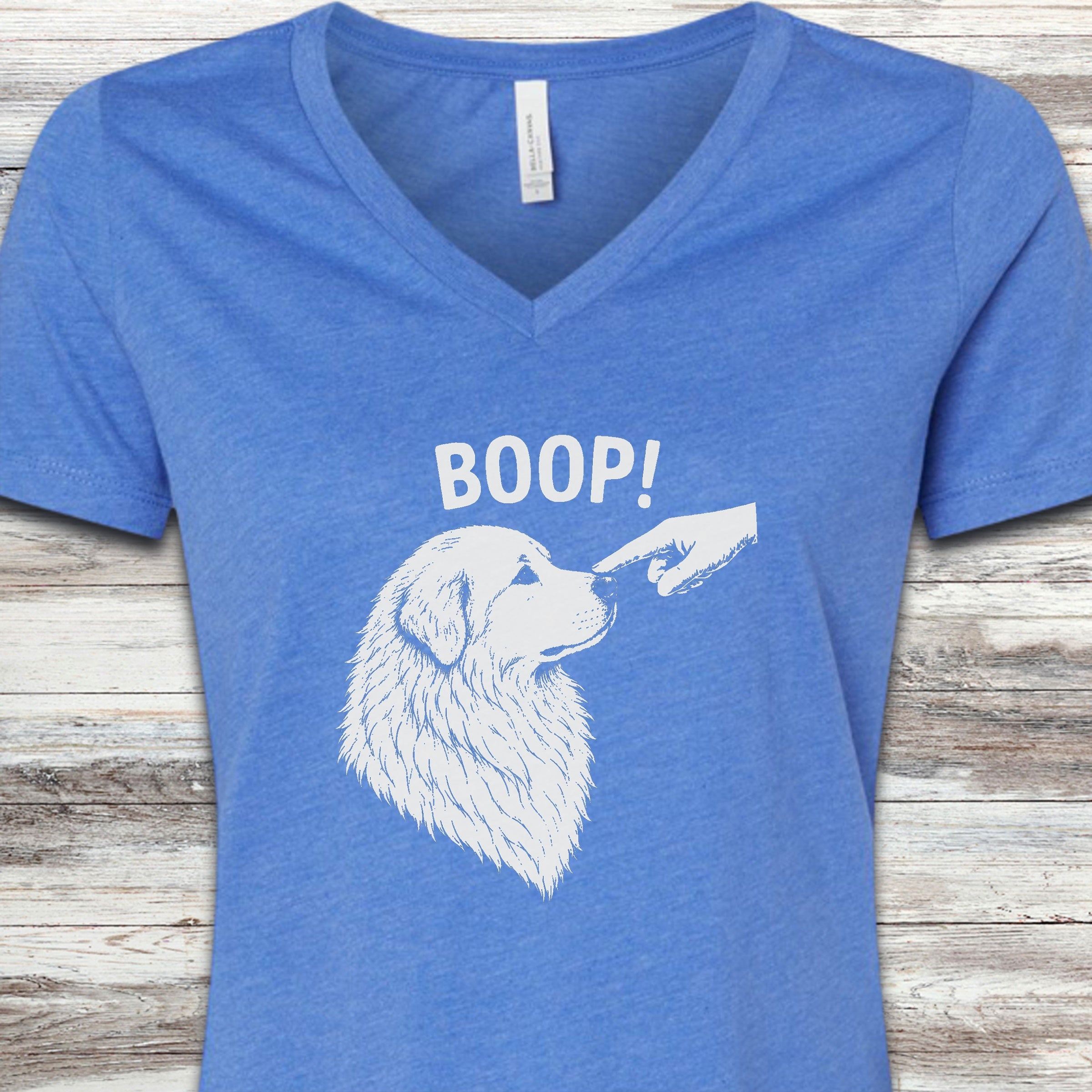 Great Pyrenees BOOP! V-Neck Tee - Heather True Royal