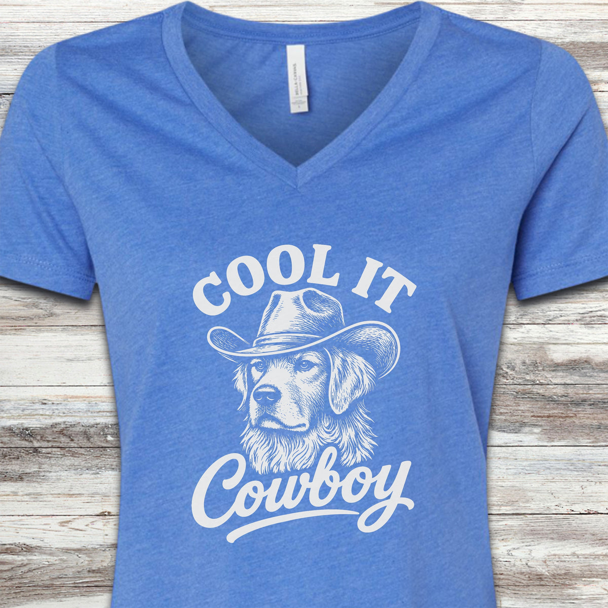 Golden Retriever Cool It V-Neck Tee - Heather True Royal