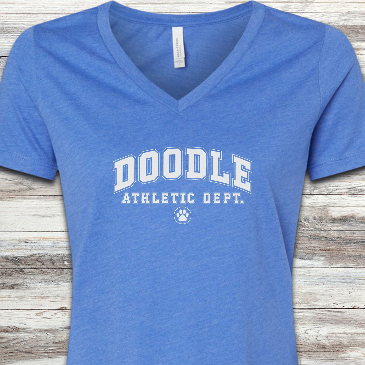 Doodle Athletic Dept V-Neck Tee - Heather True Royal