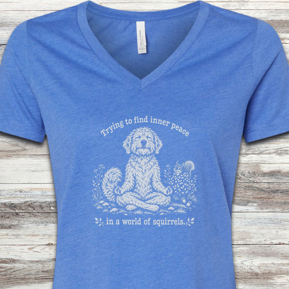Goldendoodle Inner Peace V-Neck Tee - Heather True Royal