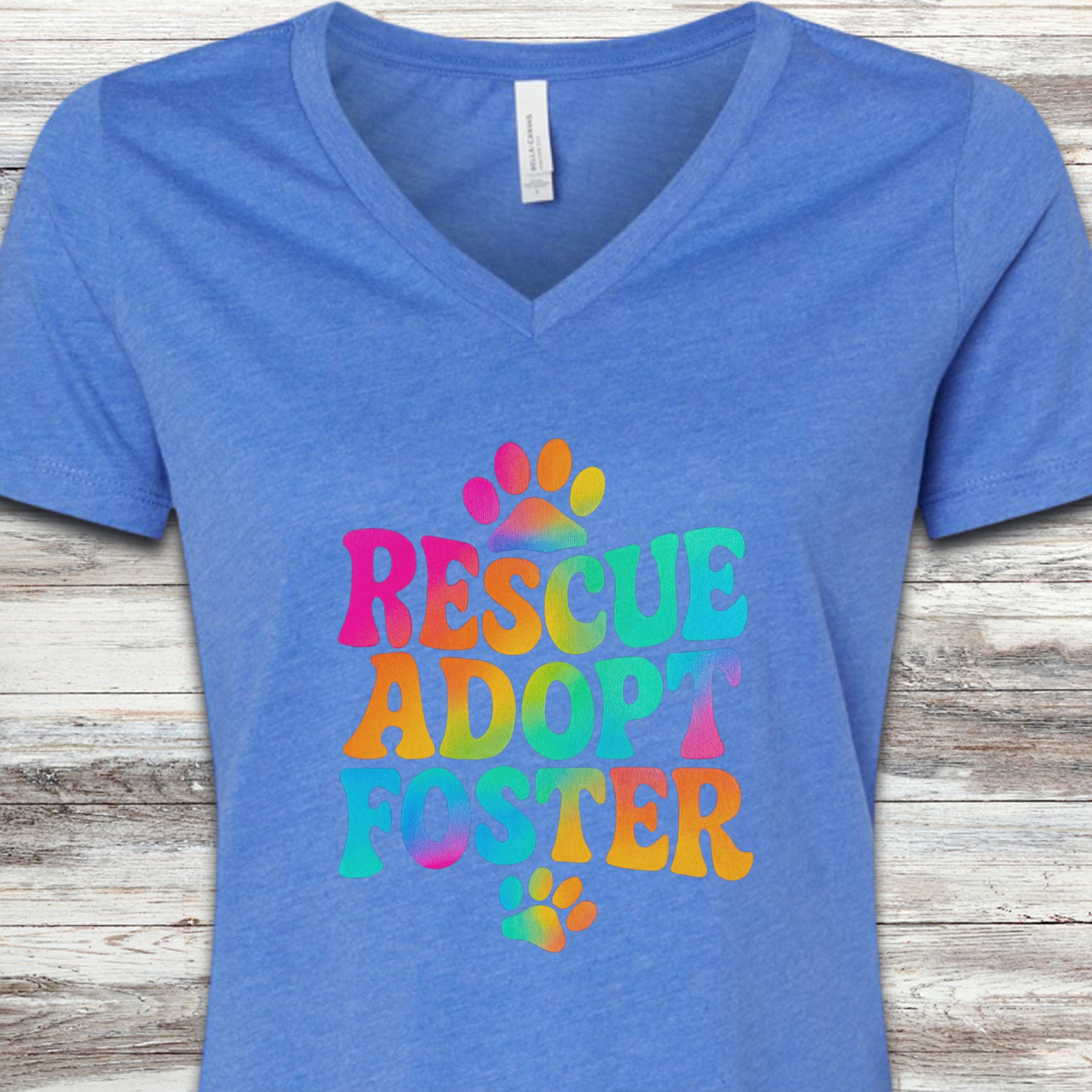 Rescue Tie Dye V-Neck Tee - Heather True Royal