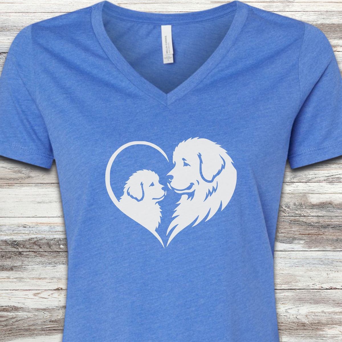 Newfoundland Heart Bond V-Neck Tee - Heather True Royal