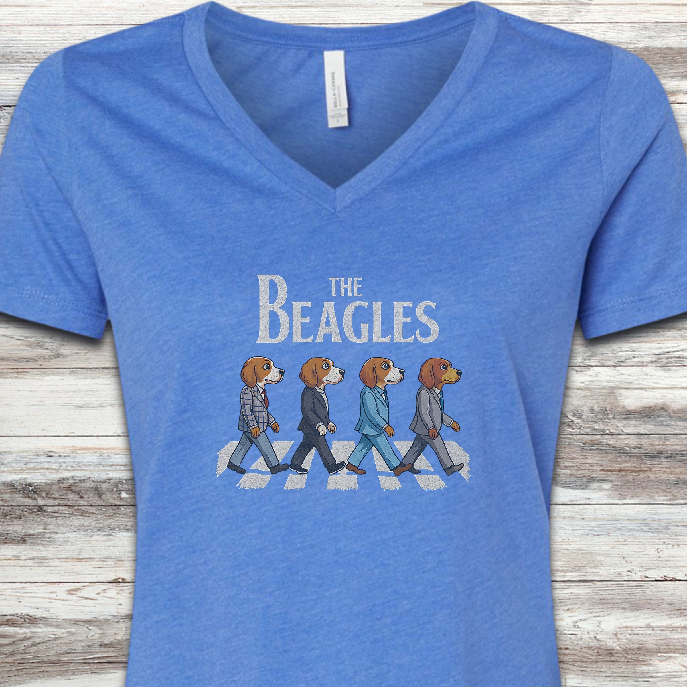 The Beagles V-Neck Tee - Heather True Royal