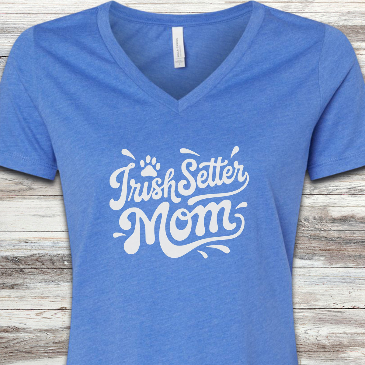 Irish Setter Groovy Mom V-Neck Tee - Heather True Royal