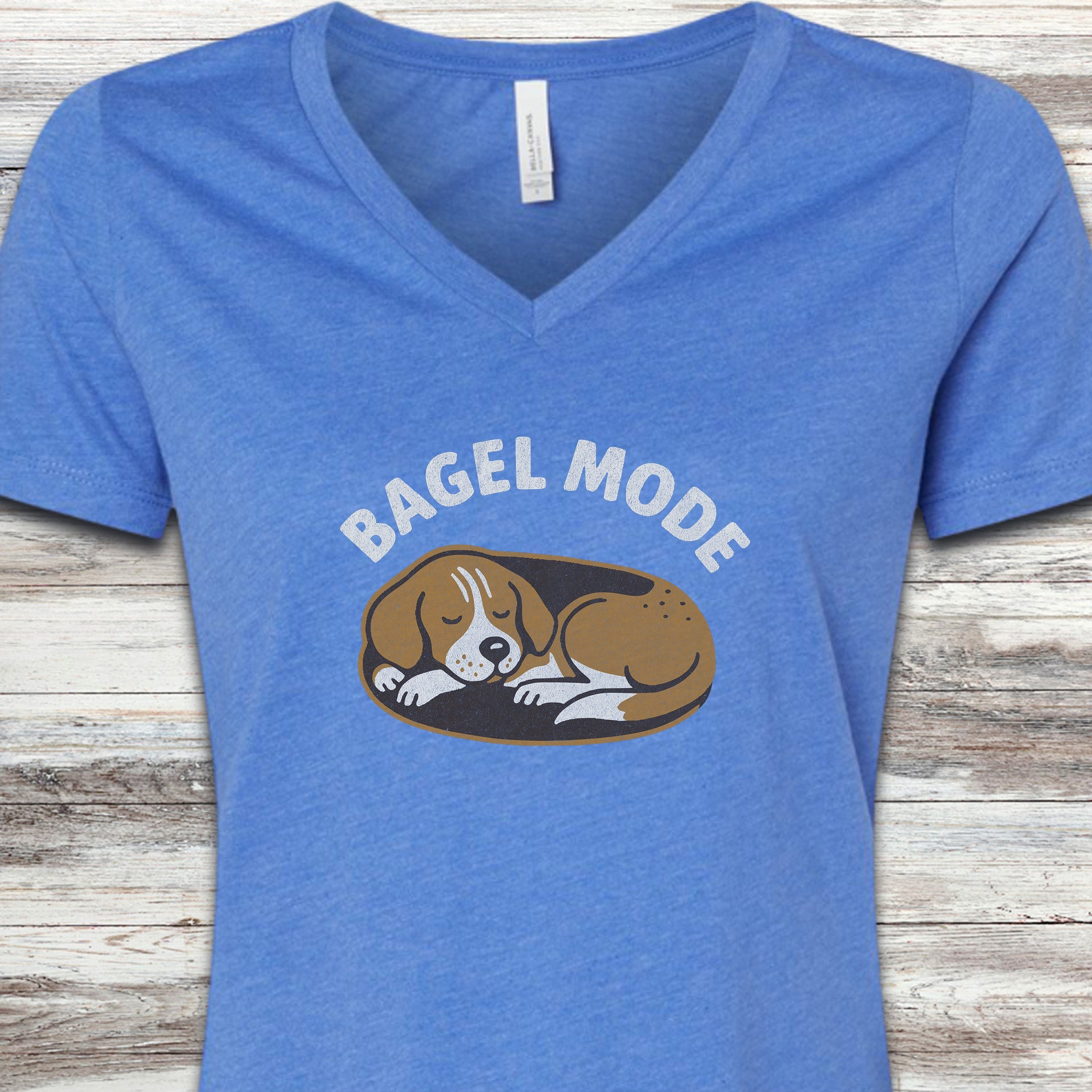 Sleeping Beagle V-Neck Tee - Heather True Royal