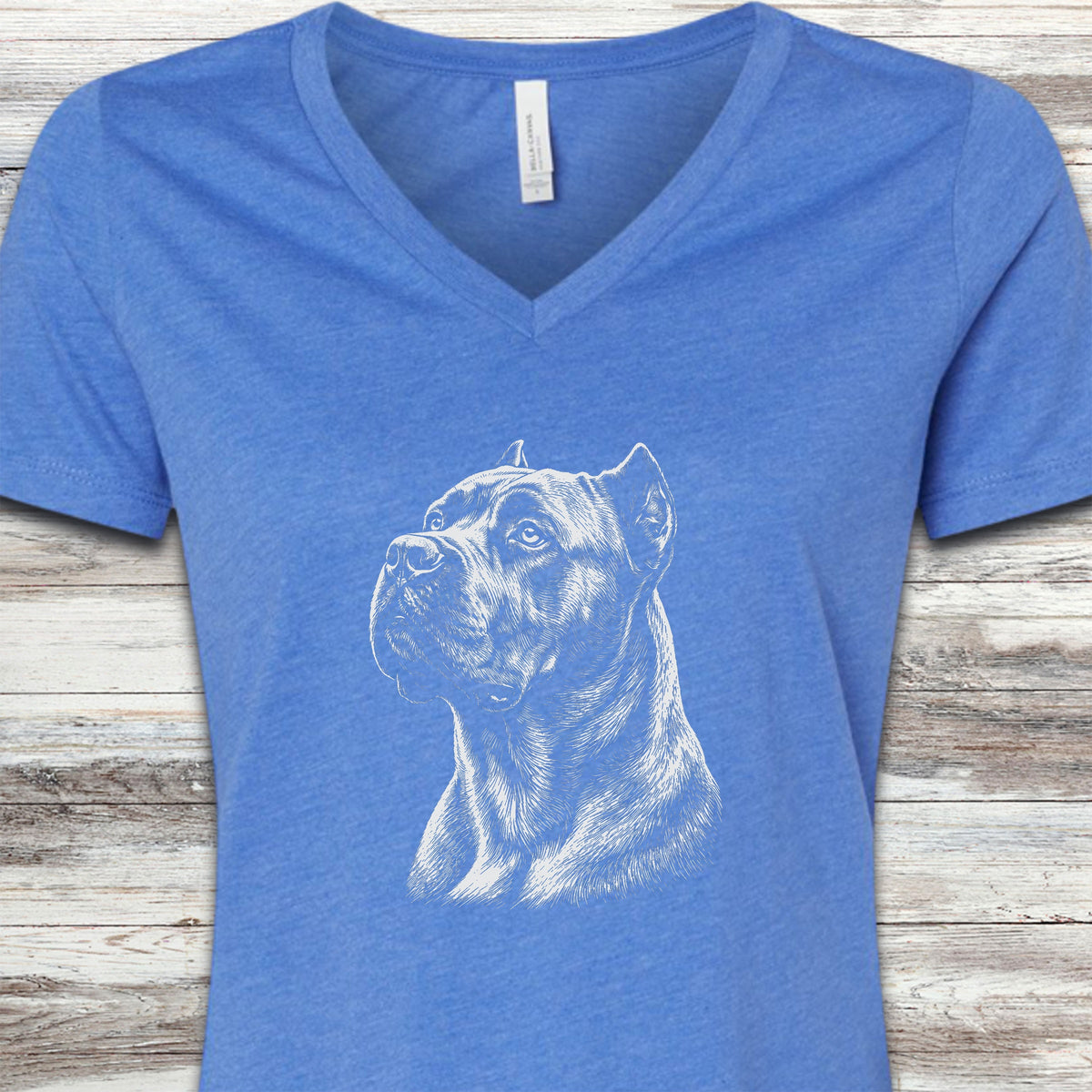 Cane Corso Loyalty V-Neck Tee - Heather True Royal