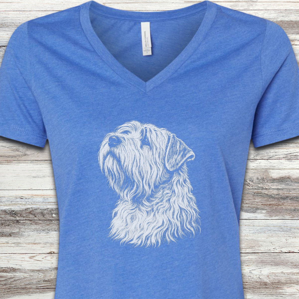 Wheaten Terrier Loyalty V-Neck Tee - Heather True Royal