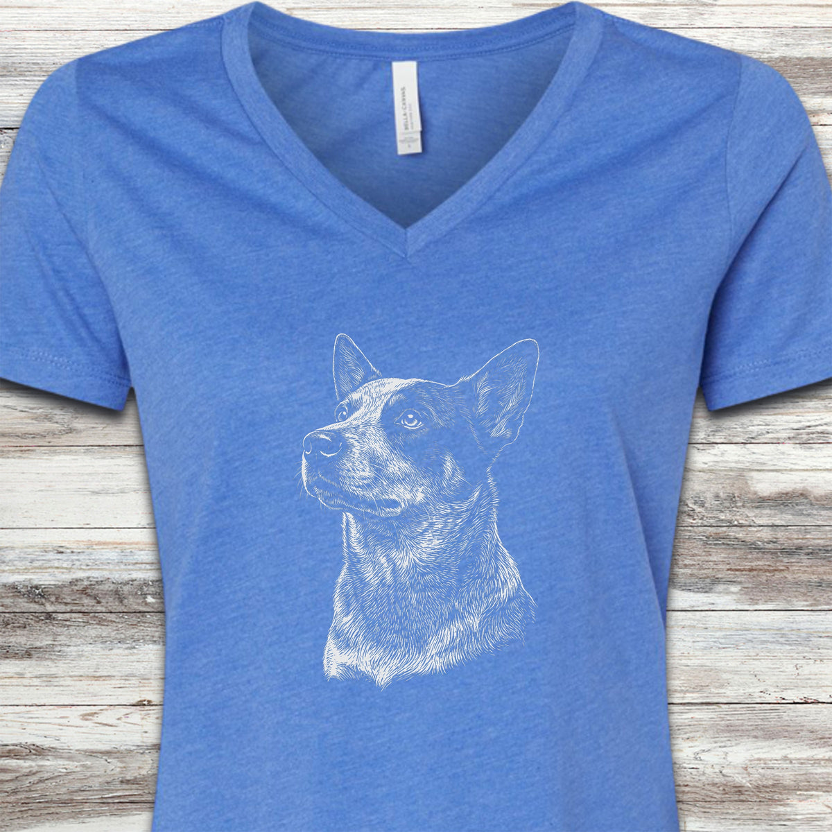 Australian Cattle Dog Loyalty V-Neck Tee - Heather True Royal