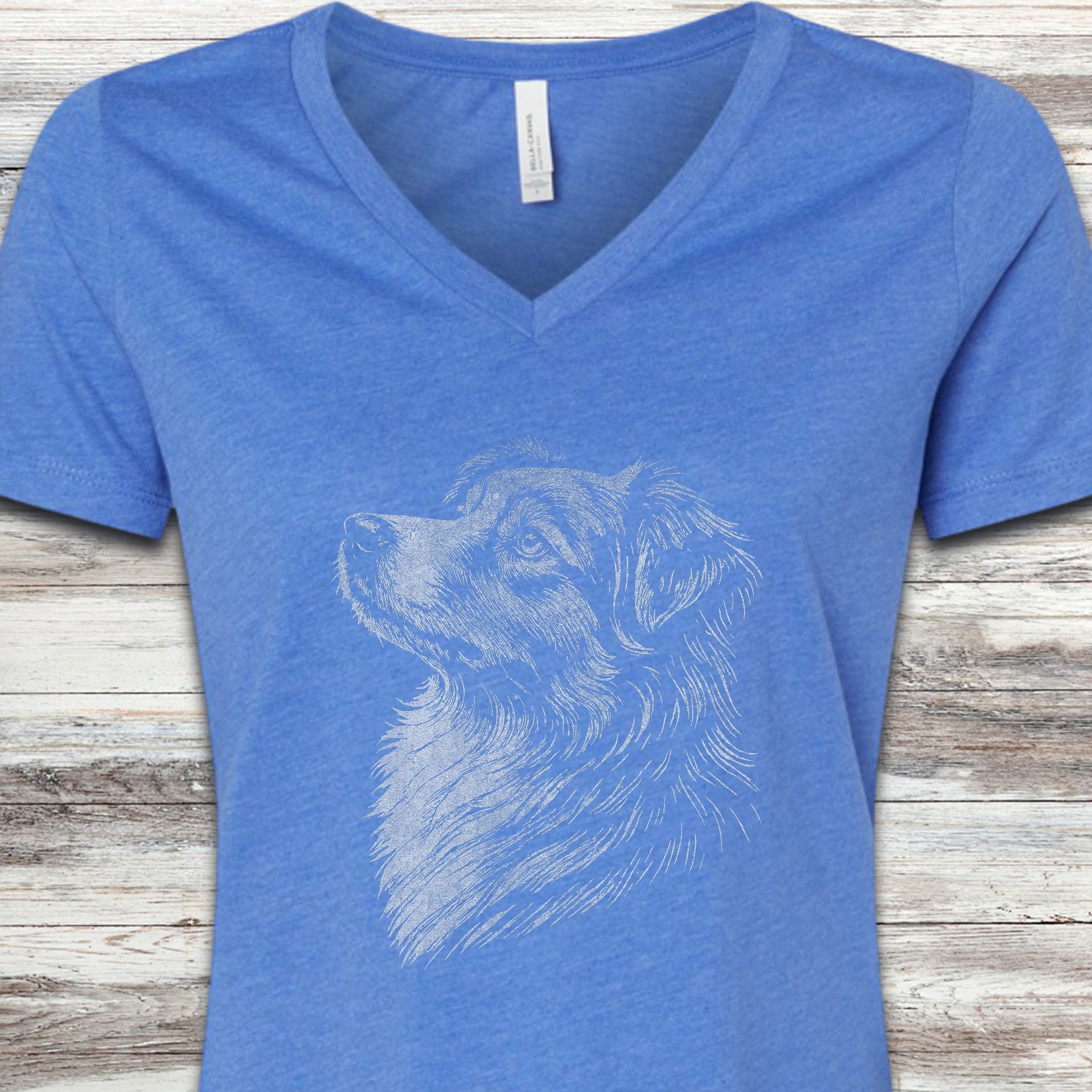 Australian Shepherd Loyalty V-Neck Tee - Heather True Royal