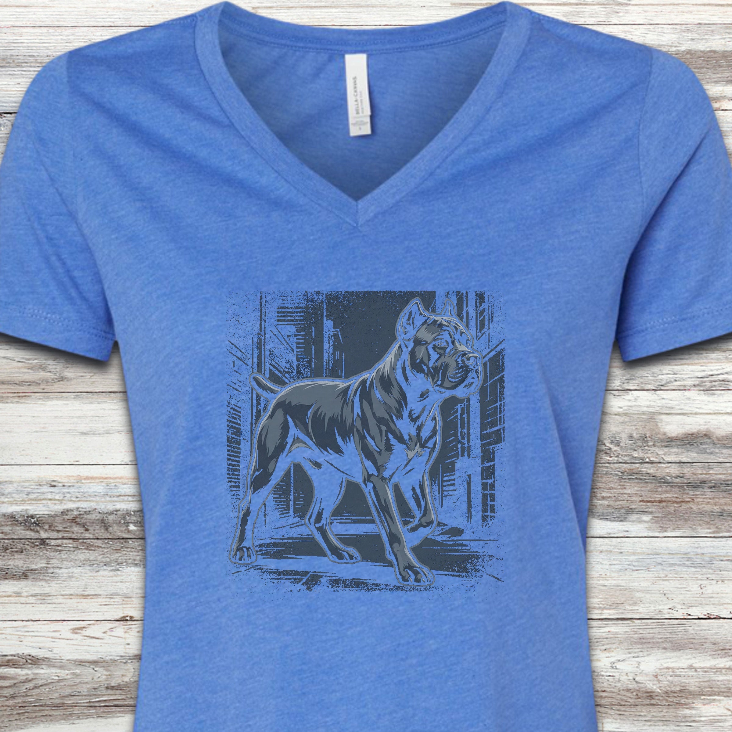 Cane Corso Street V-Neck Tee - Heather True Royal