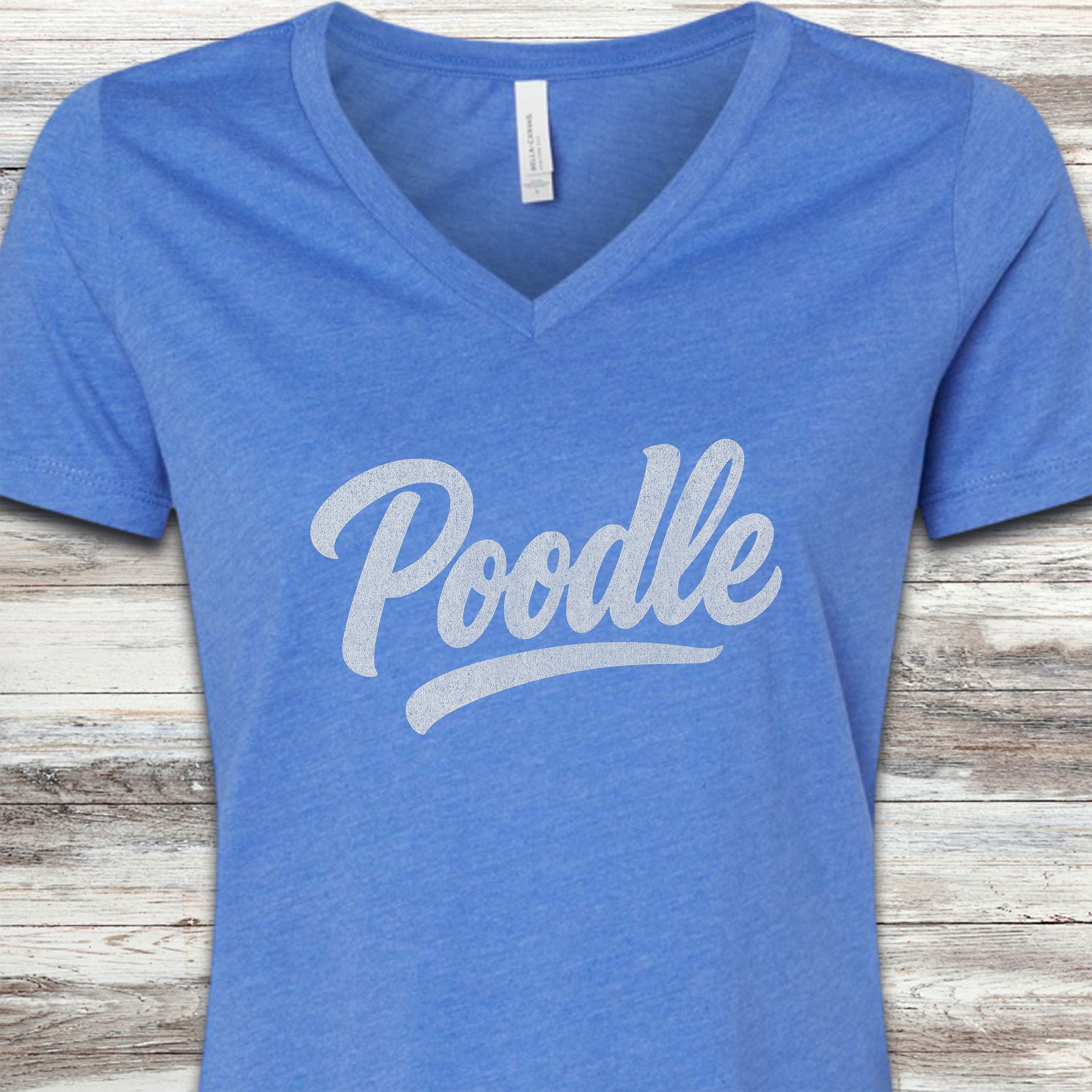Poodle Team V-Neck Tee - Heather True Royal