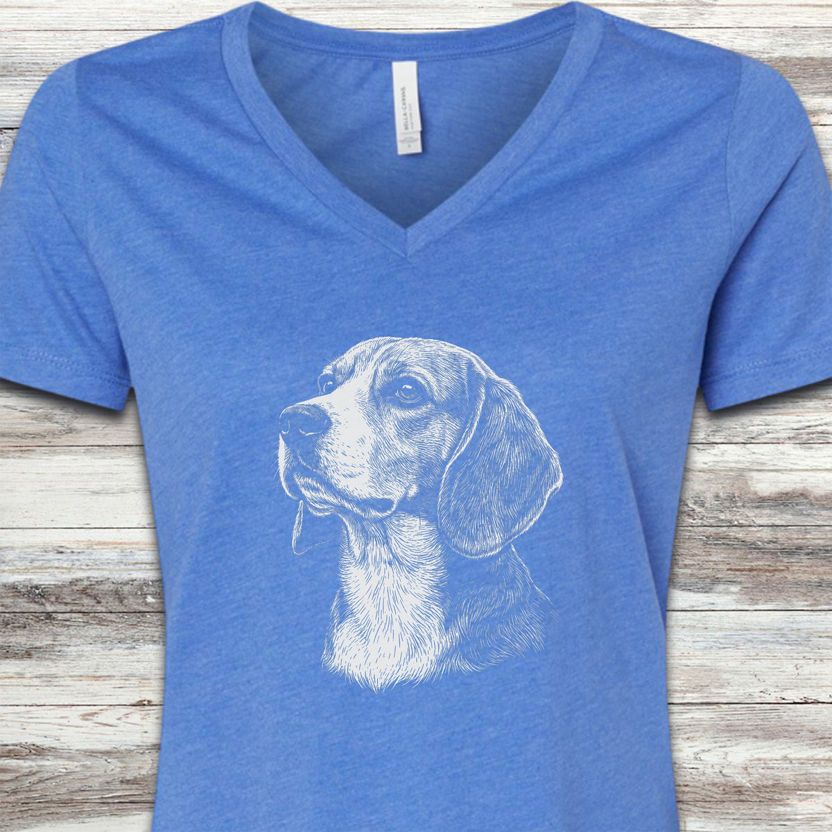 Beagle Loyalty V-Neck Tee - Heather True Royal