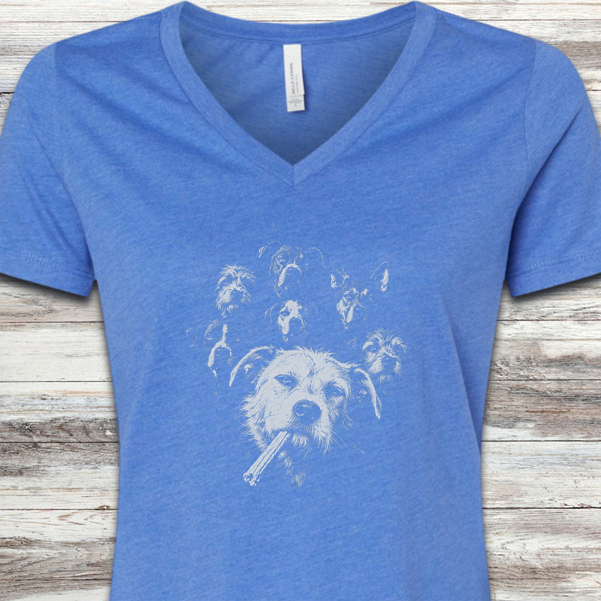 Mutt & The Gang V-Neck Tee - Heather True Royal